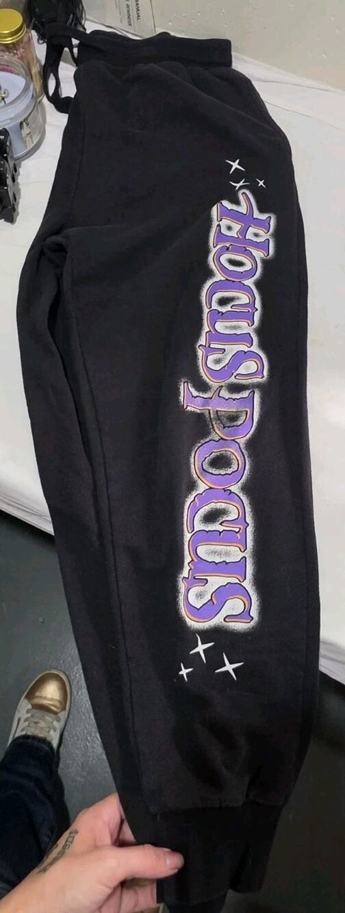 Disney Hocus Pocus Pants Womens Medium Black Joggers Sweatpants Halloween